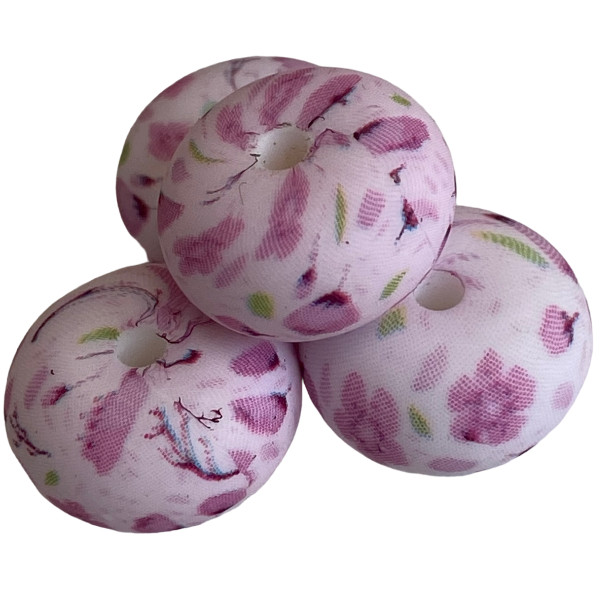 Abakus Perle 14mm rosa Blumen